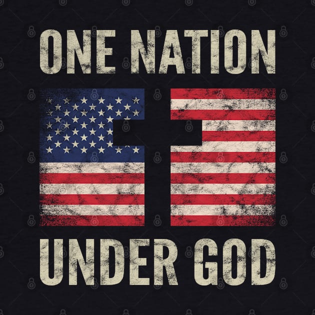 Christian Patriotic American Flag Gift One Nation Under God by VDK Merch